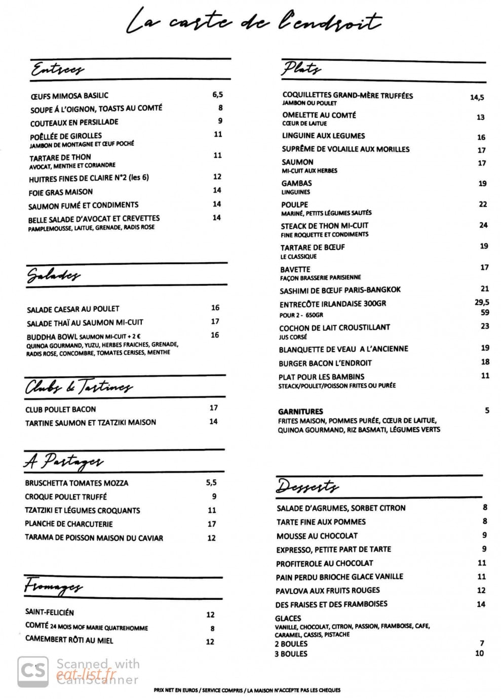 L'Endroit Batignolles — carte page 1