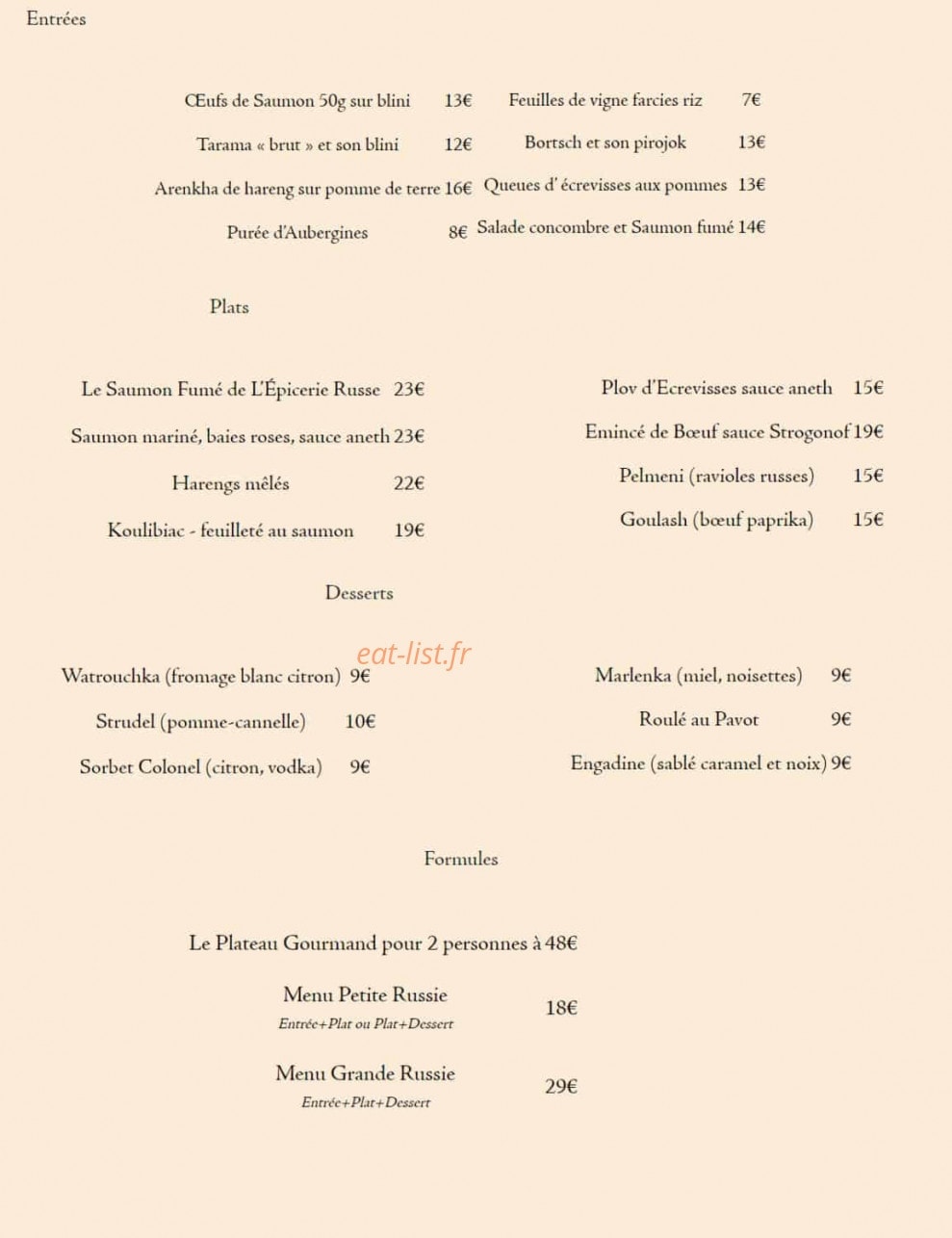 L'épicerie Russe — carte page 1