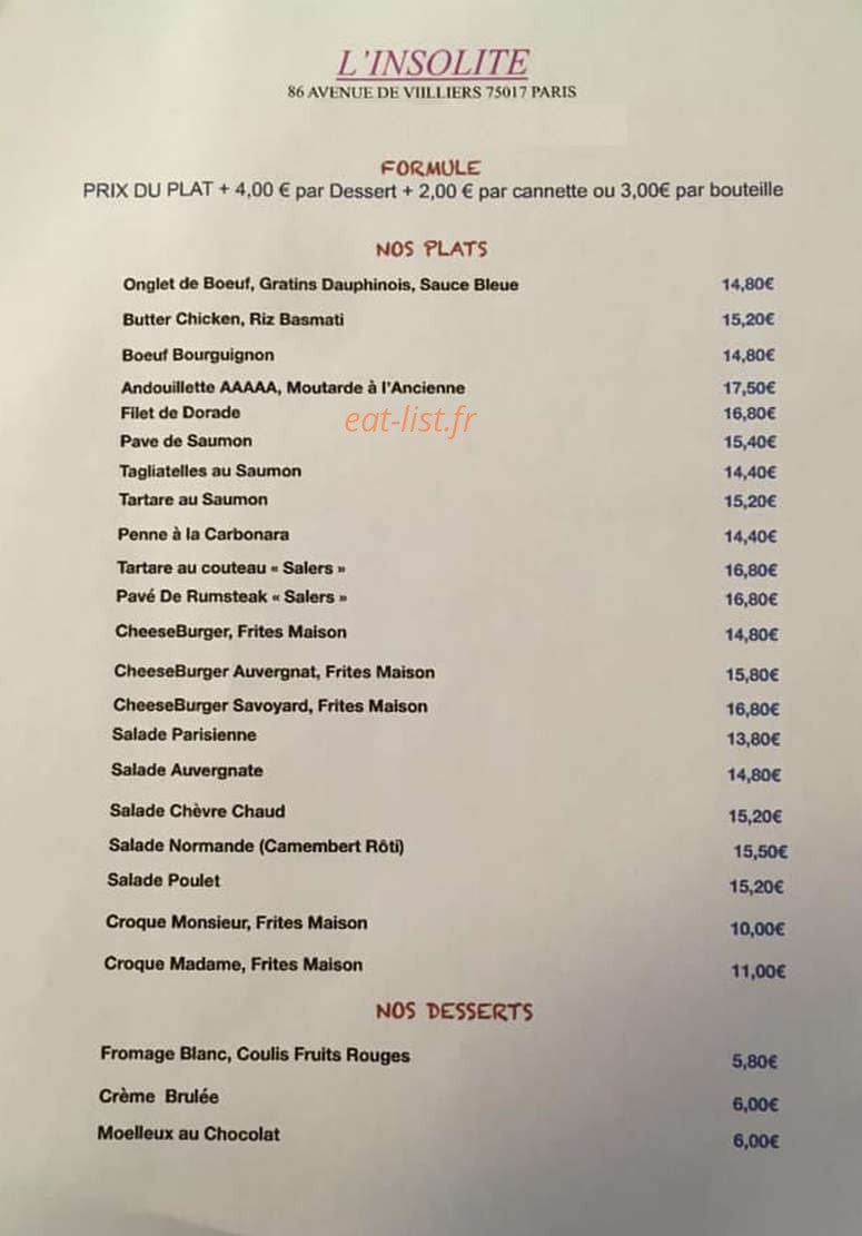 L'Insolite — carte page 1