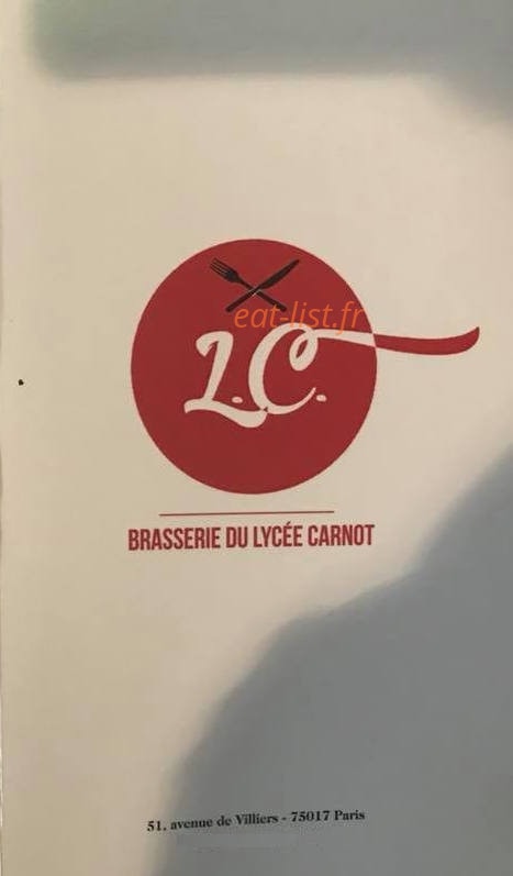 La Brasserie du Lycée Carnot — carte page 1