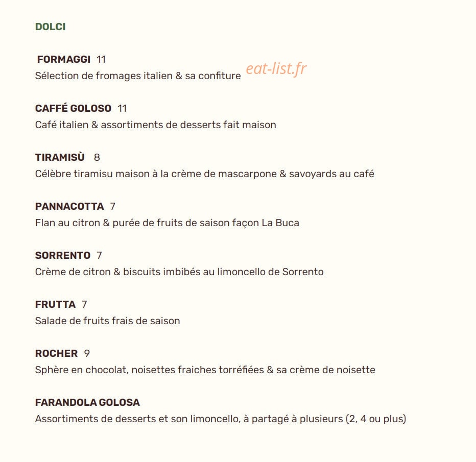 La Buca — carte page 4