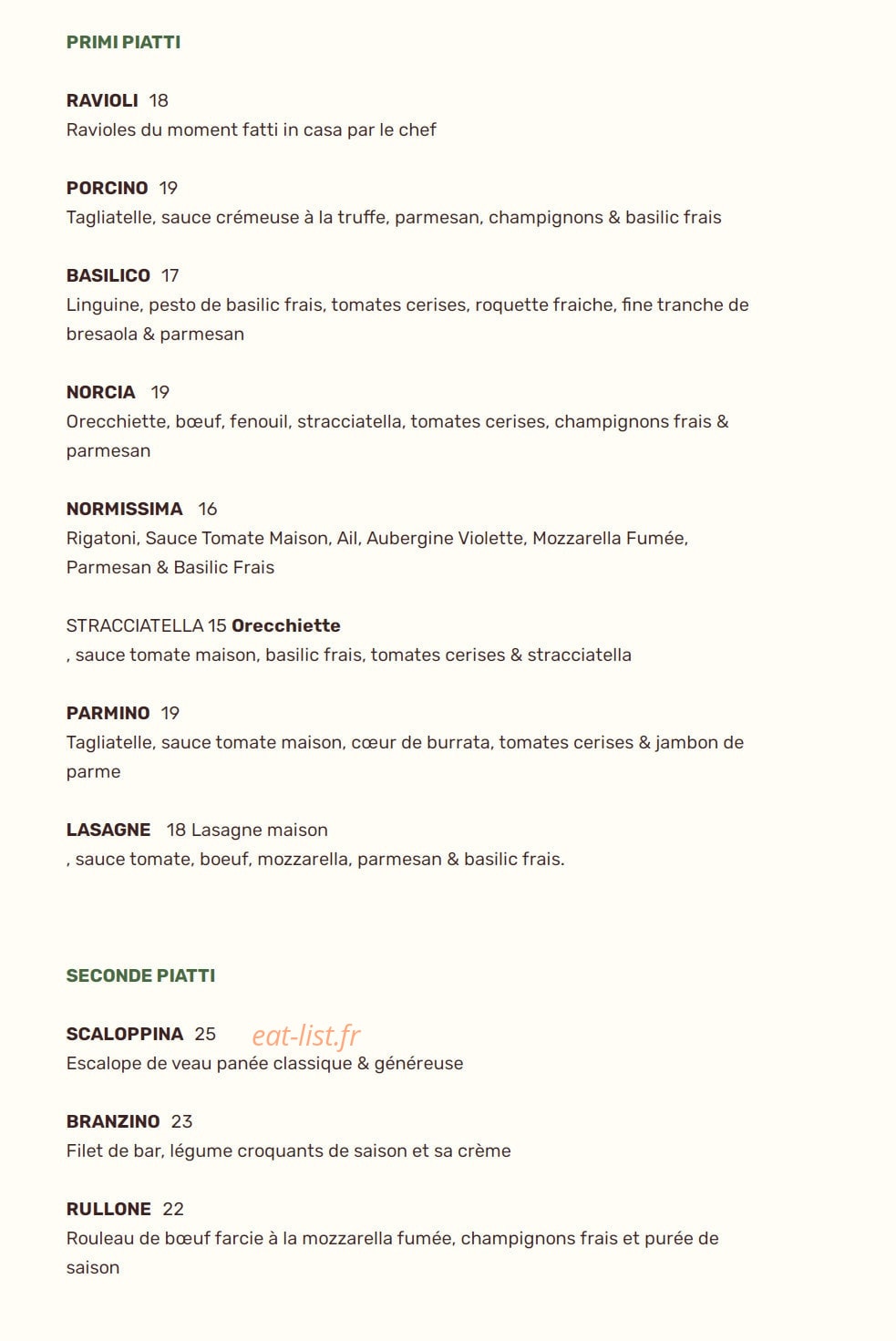 La Buca — carte page 2