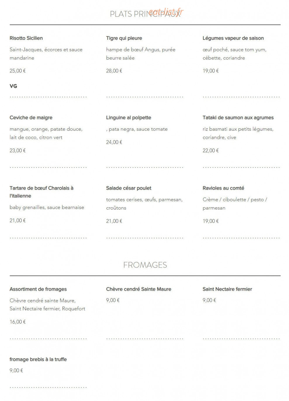 La Cantine de Samuel — carte page 2