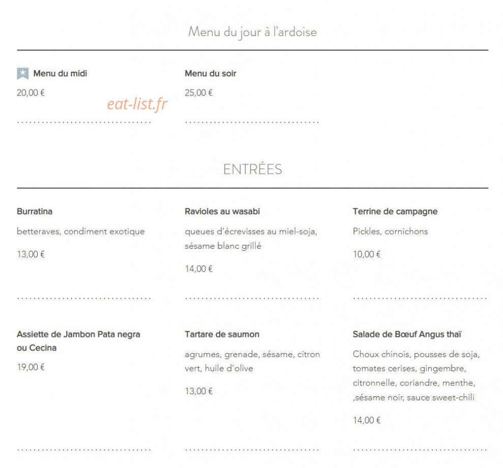 La Cantine de Samuel — carte page 1