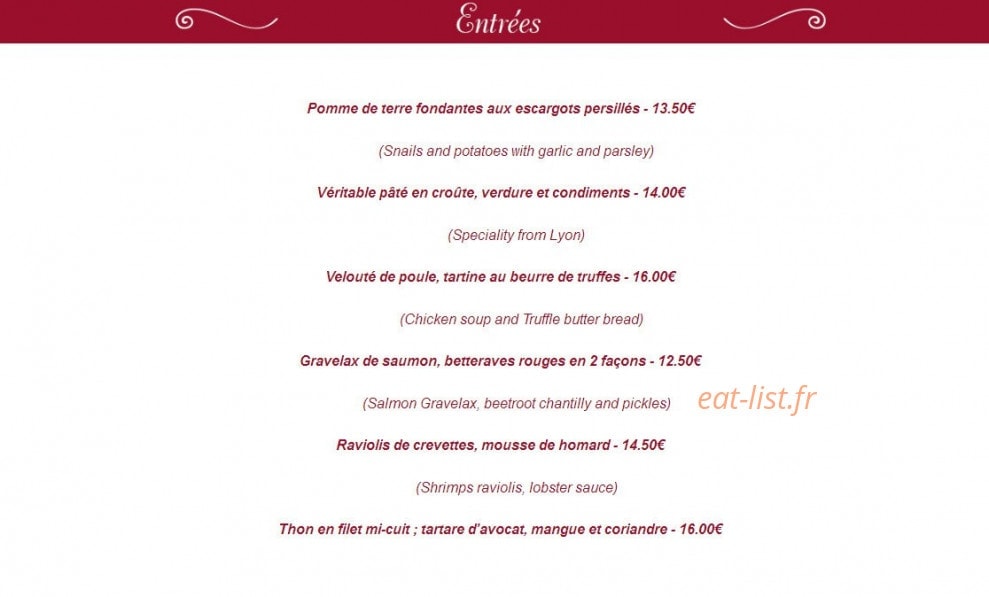 La Cuisinière Lyonnaise — carte page 1