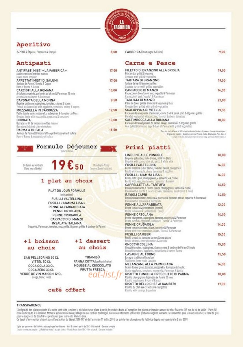 La Fabbrica — carte page 1