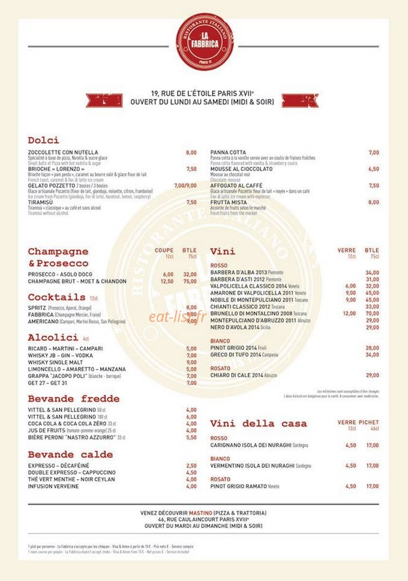 La Fabbrica — carte page 2