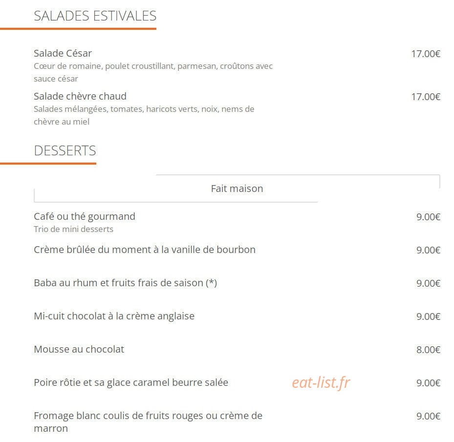 La Table des Ternes — carte page 5