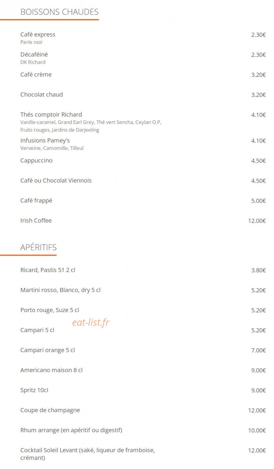 La Table des Ternes — carte page 8