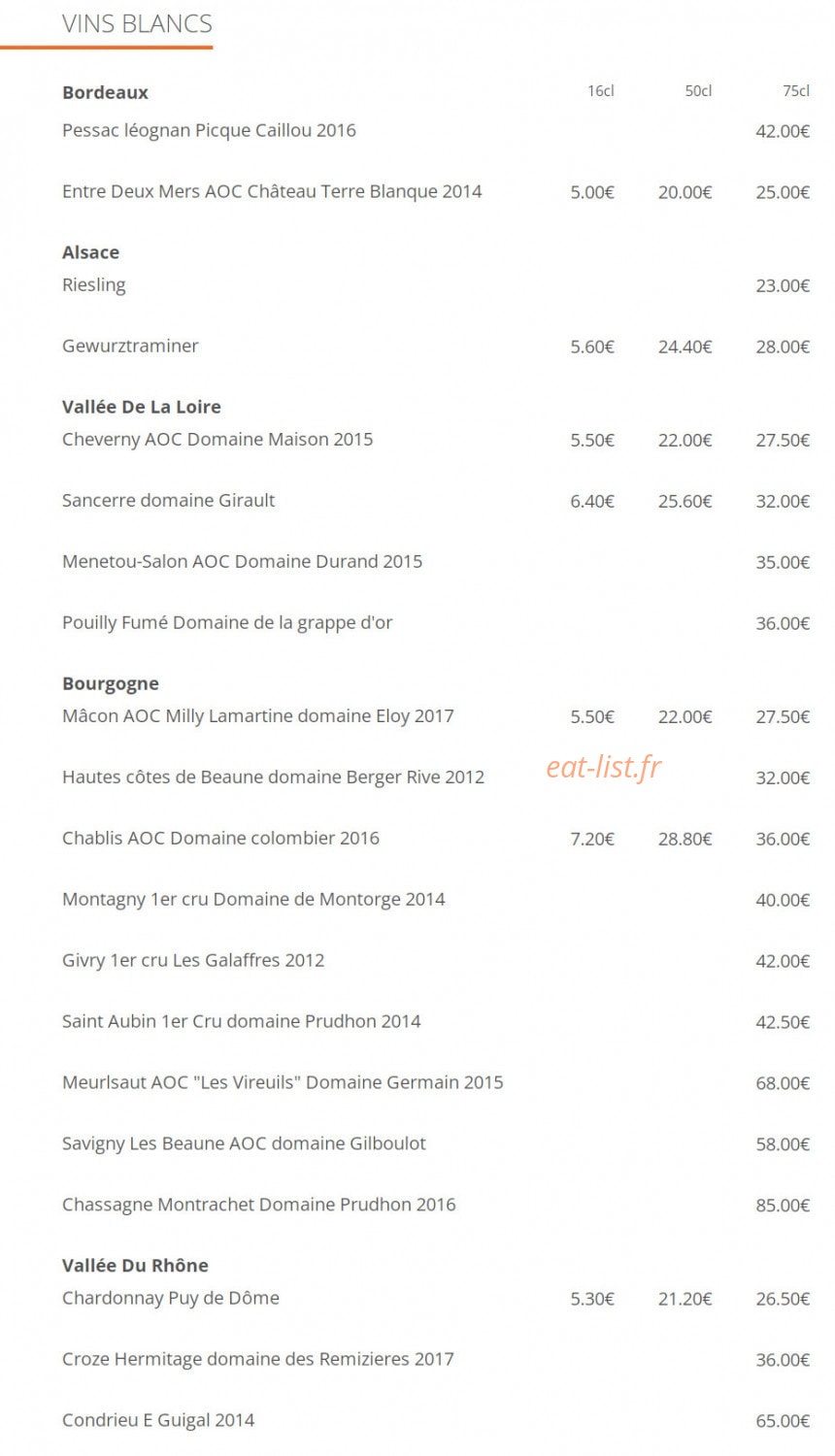 La Table des Ternes — carte page 11