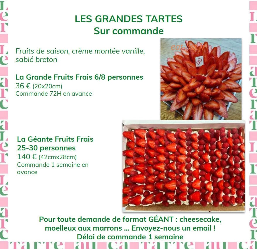 Carte et menu de La Tarte au Carré à Paris 17 — Les grands tartes