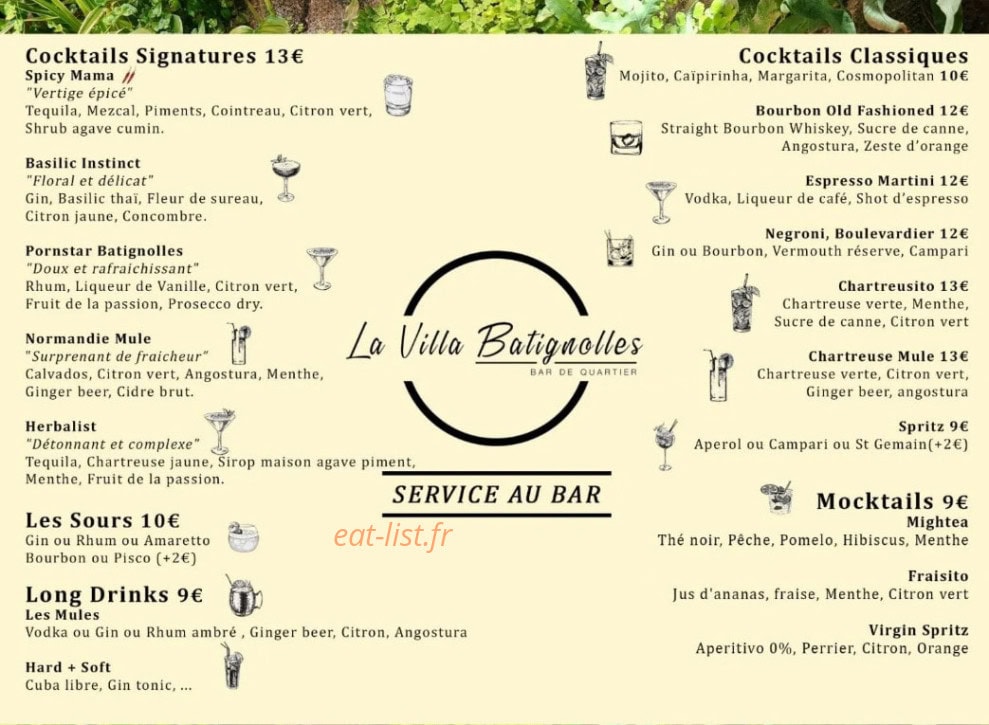 La Villa Batignolles — carte page 3