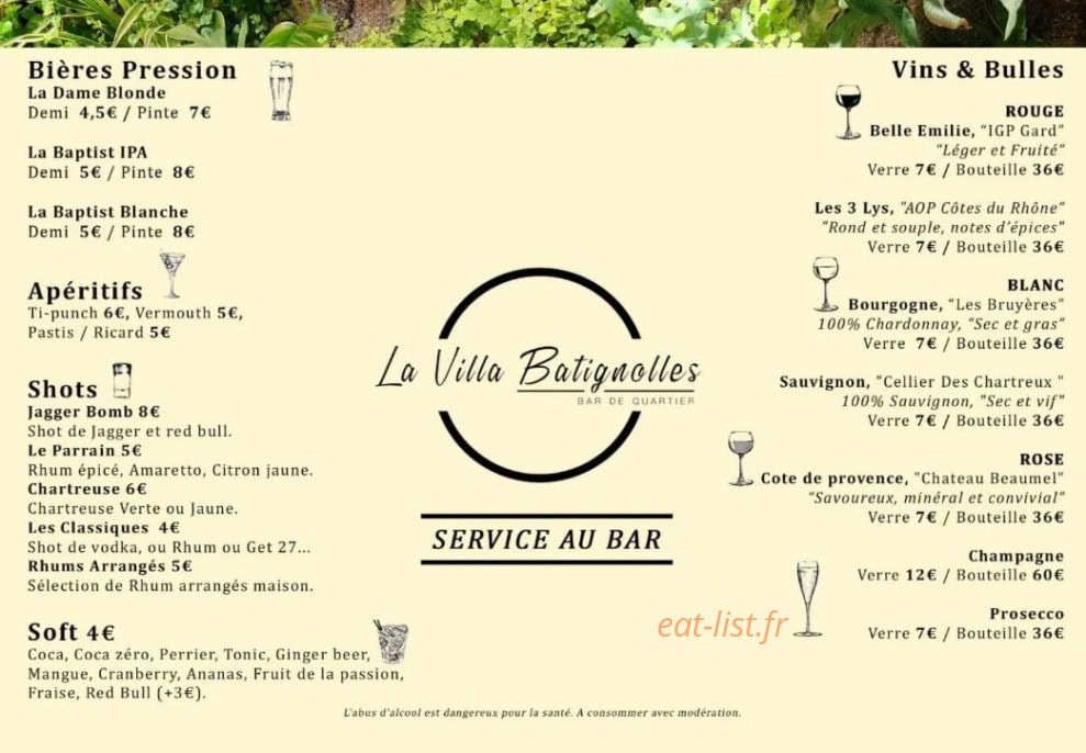La Villa Batignolles — carte page 2