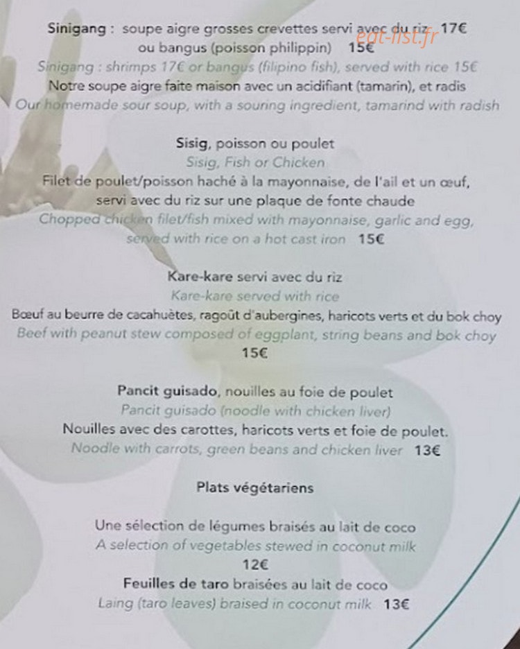 Lala's Kitchen — carte page 2