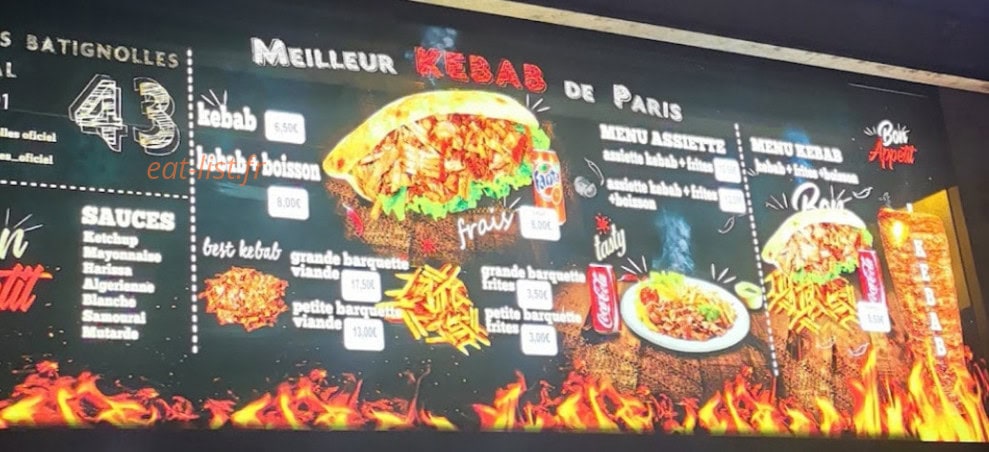 Las Des Kebab — carte page 1