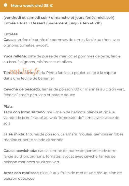 Latino Gourmand — carte page 10
