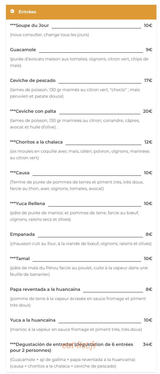 Latino Gourmand — carte page 1