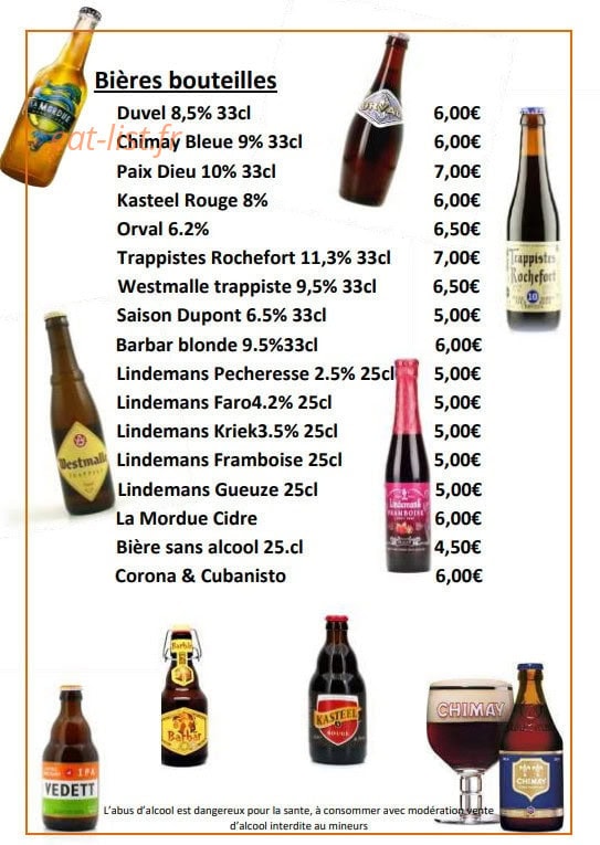 Le Bar Belge — carte page 11