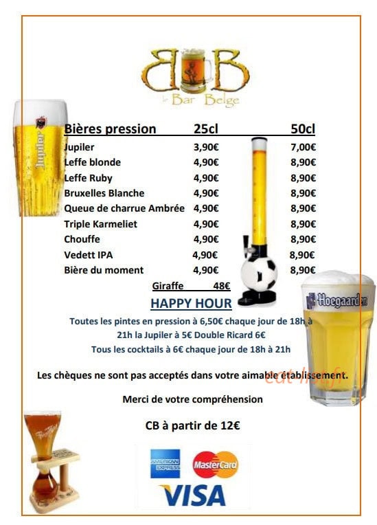 Le Bar Belge — carte page 9