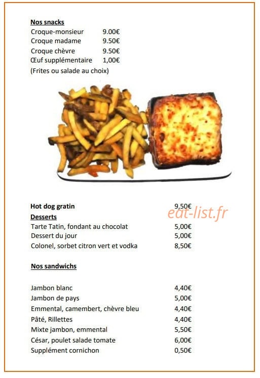 Le Bar Belge — carte page 7
