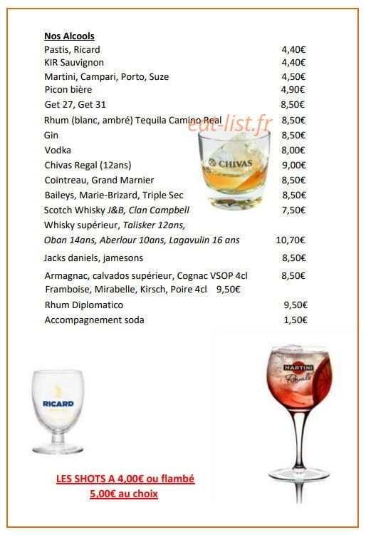 Le Bar Belge — carte page 10