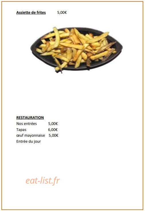 Le Bar Belge — carte page 2