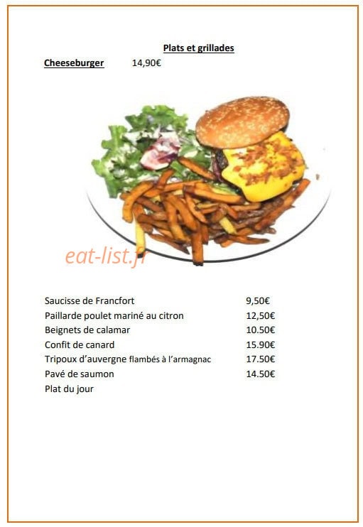 Le Bar Belge — carte page 1