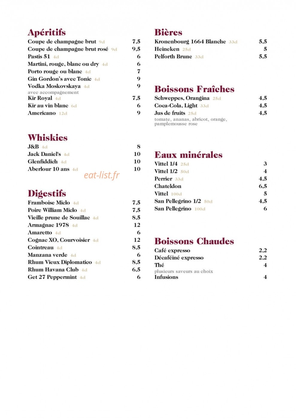 Le bistrot d'yves — carte page 2