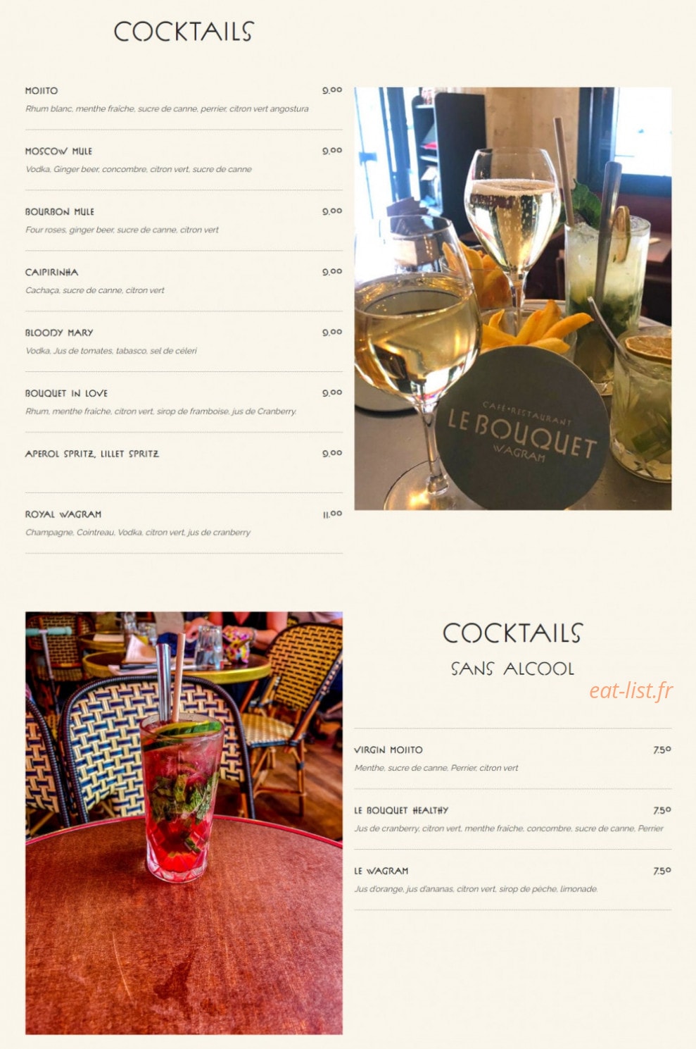 Le Bouquet Wagram — carte page 9