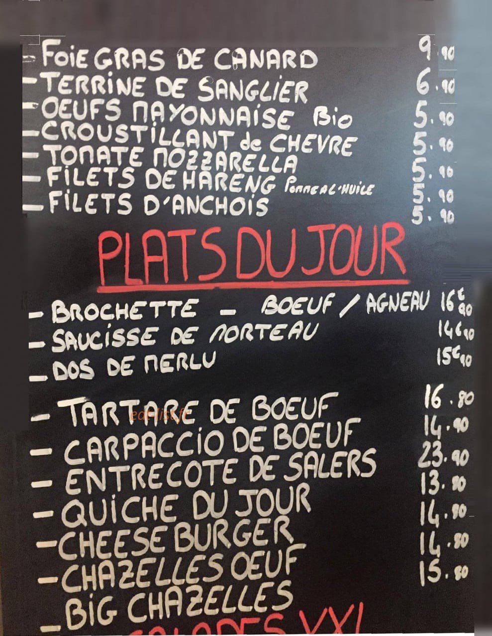 Le Chazelles Café — carte page 1