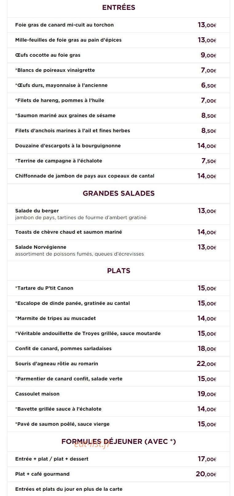 Le P'tit Canon — carte page 1