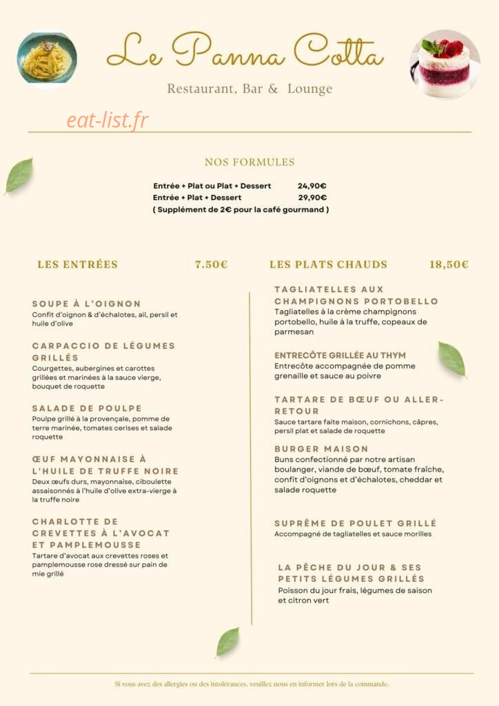 Le Panna Cotta — carte page 2