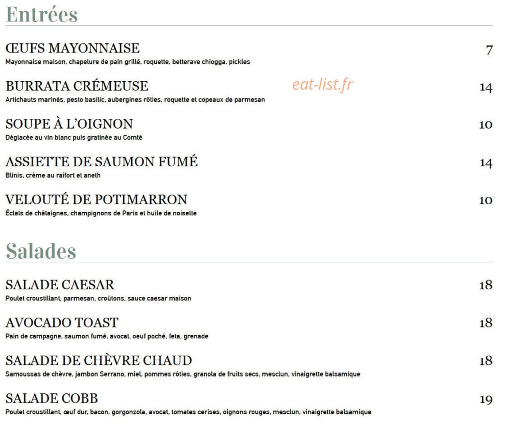 Le Pastel Batignolles — carte page 1