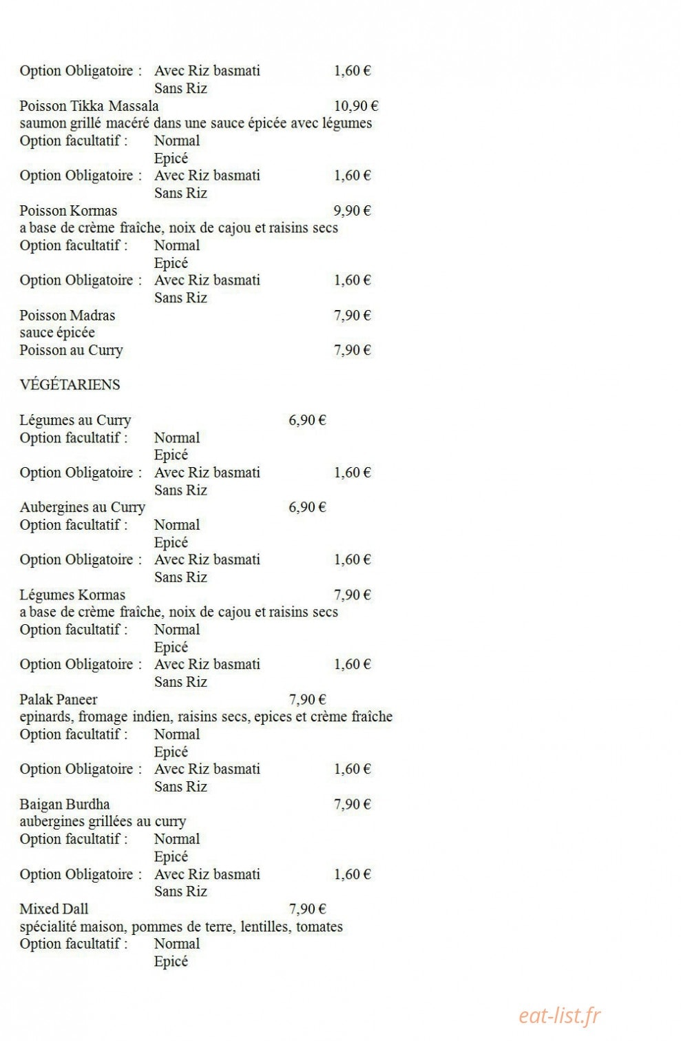 Le Petit Indien — carte page 7