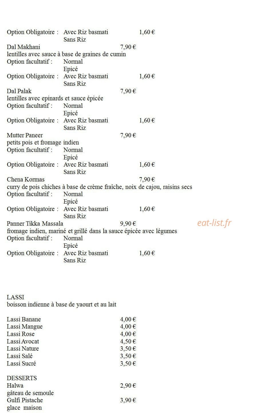 Le Petit Indien — carte page 8