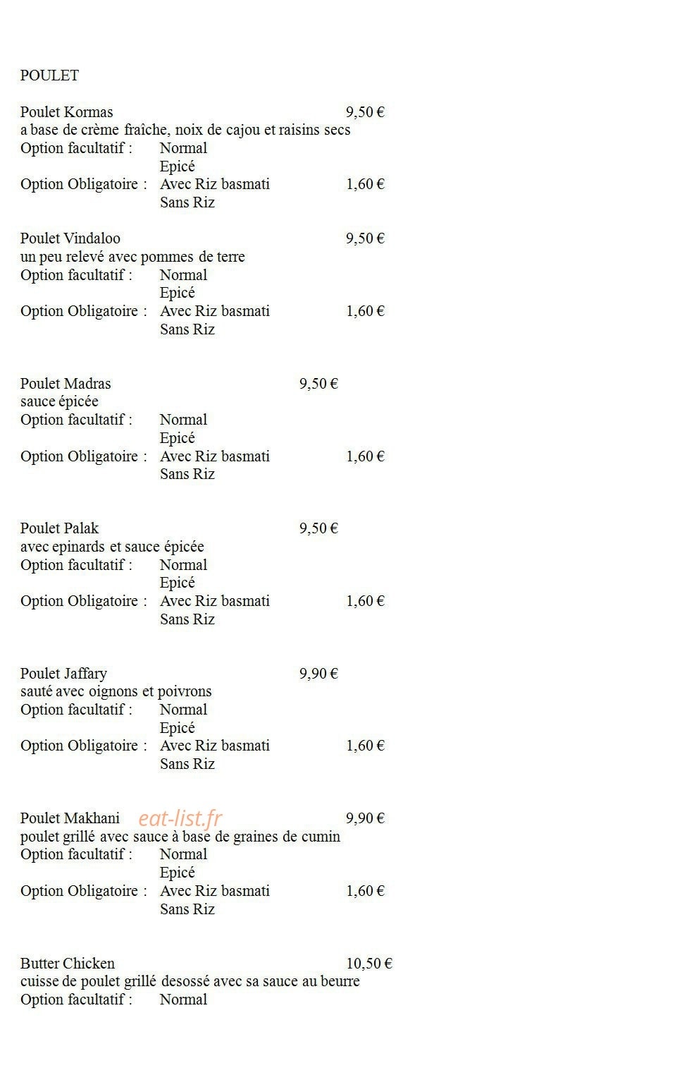 Le Petit Indien — carte page 3