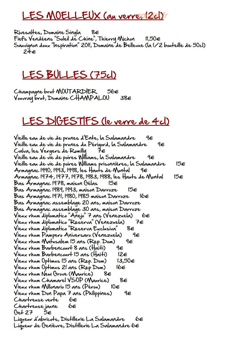 Le Verre Moutarde — carte page 5