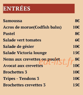 Le Victoria Lounge — carte page 1