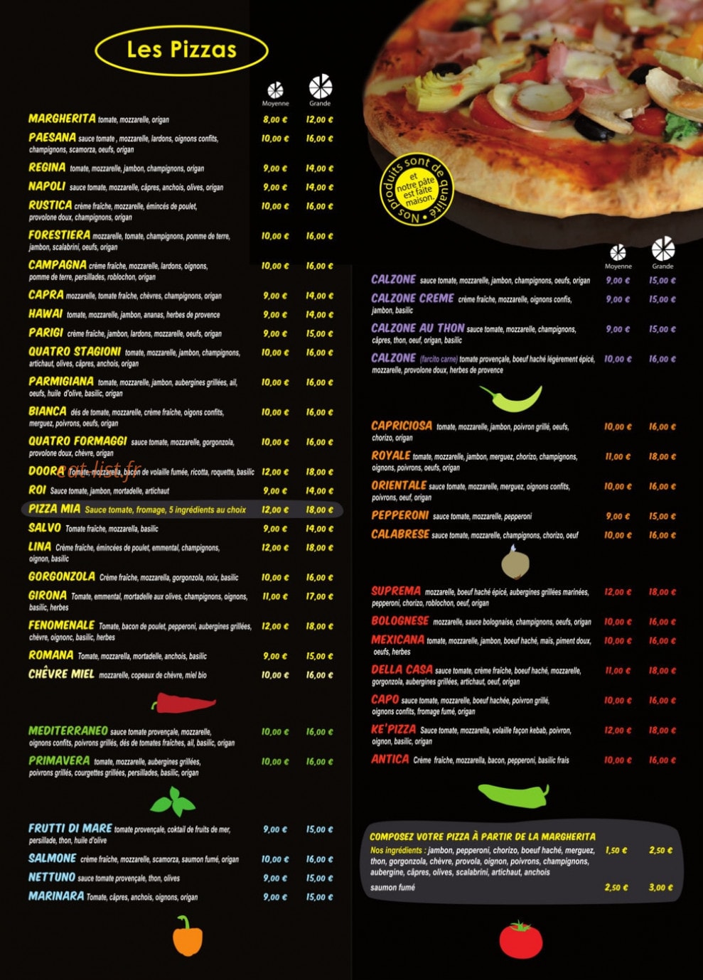 Les artisans de la pizza — carte page 1