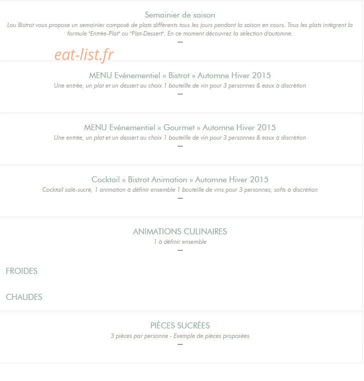 Lou Bistrot — carte page 2