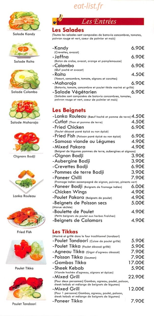 Maharaja — carte page 2