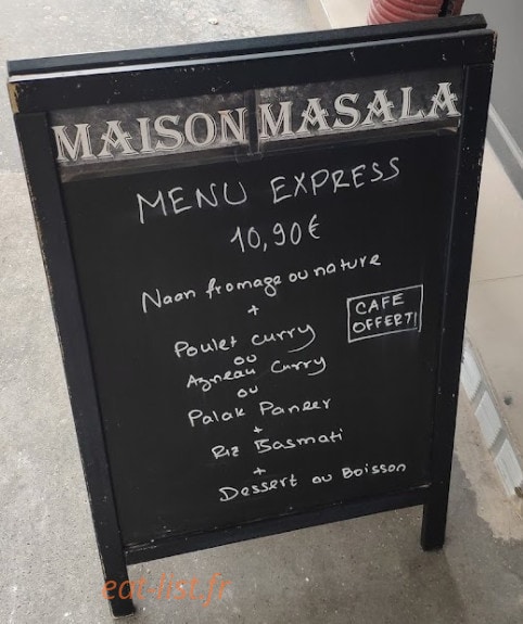 Maison Masala — carte page 1