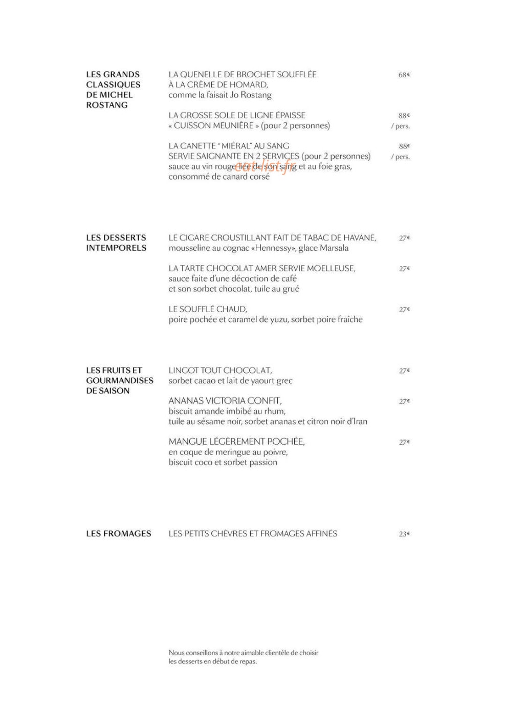 Maison Rostang — carte page 4