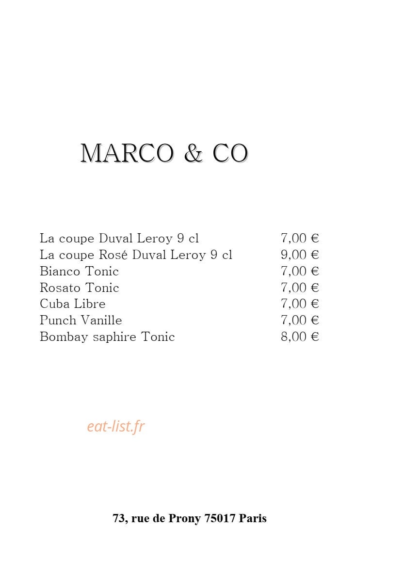 Marco & Co — carte page 1