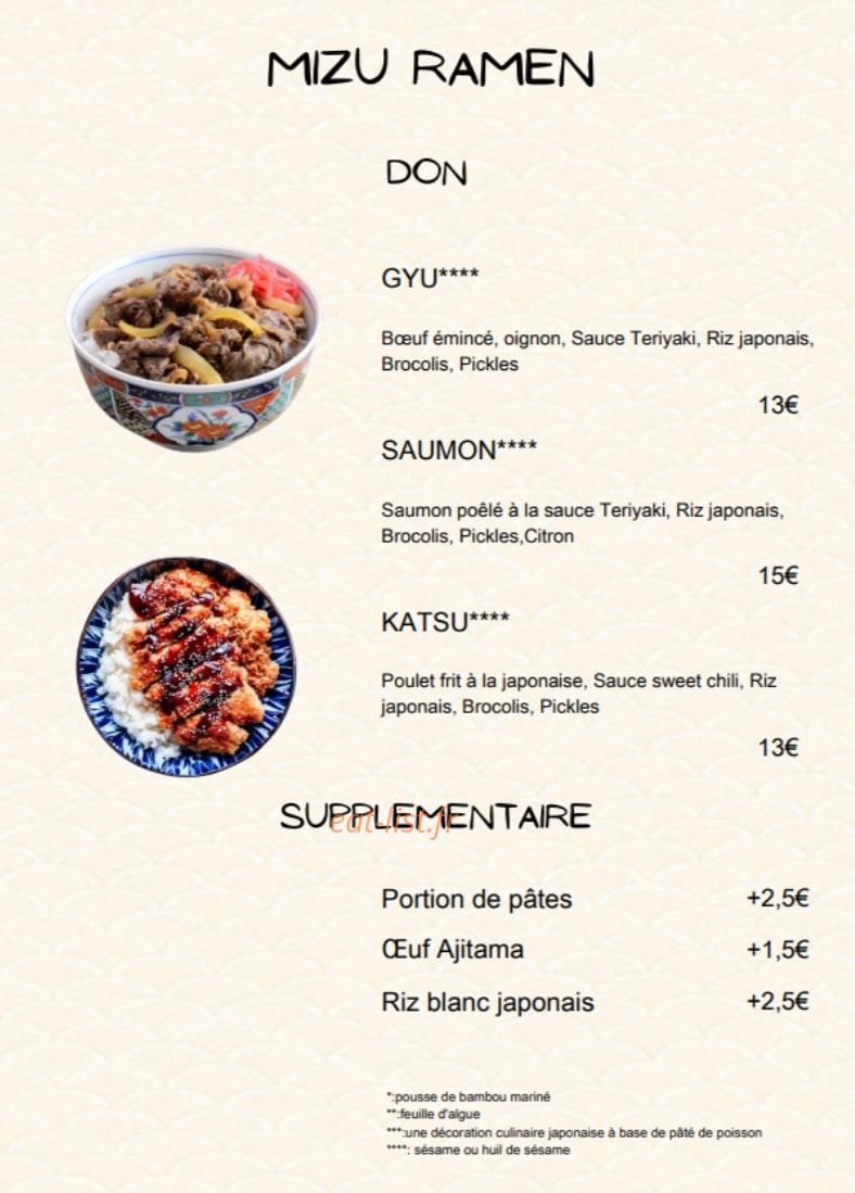 Mizu Ramen — carte page 3