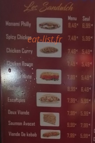 Monami Food Corner — carte page 1