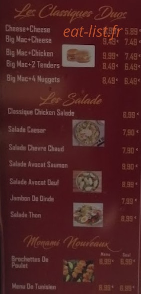 Monami Food Corner — carte page 3
