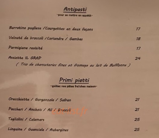 Moudiba's Taste — carte page 1