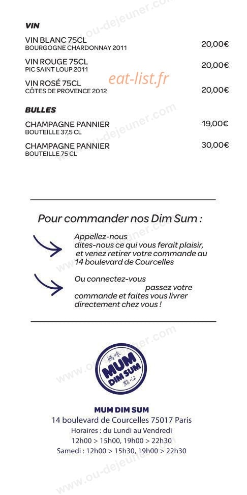 Mum Dim Sum — carte page 8
