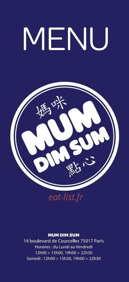 Mum Dim Sum — carte page 1